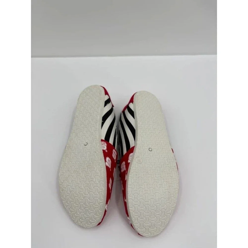 Foco NC State Wolfpack Womens Size 8 Stripe Canvas Shoes NCAA Slip On New